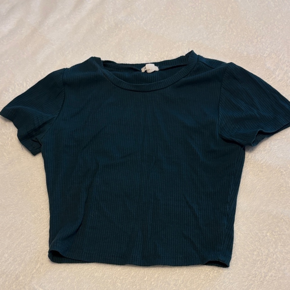 Garage Deep Teal Ribbed Short Sleeve Tee